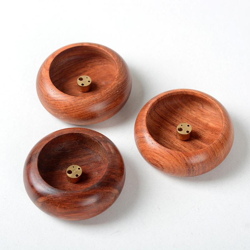 1 Bucată Suport Tavă Lemn de Agar Negru American Nuc Masiv Bețișor de Tămâie Handmade Ceremonia Ceaiului Arzător de Tămâie Rotund