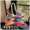 1 Pezzo Borsa a Shopper con Tagli a Contrasto Pesciolino Carino Borsa Lavorata a Maglia Rilassata Estiva Versatile per Pendolari Borsa a Spalla