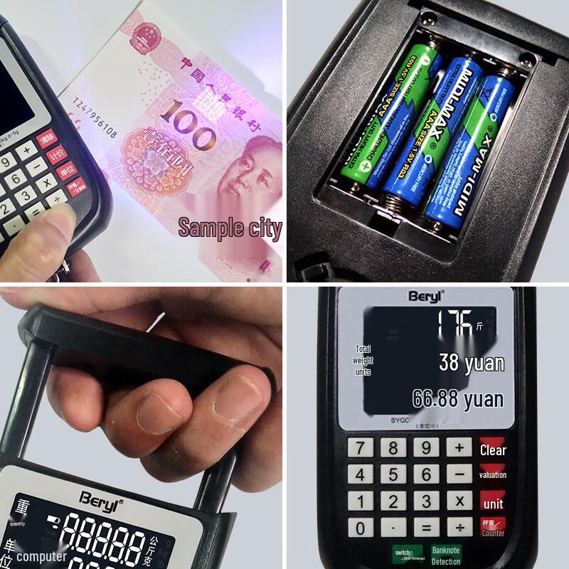 BERYL Portable Digital Hanging Scale with Calculator & UV Detector