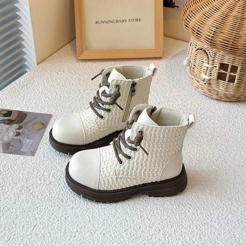 Braided Vamp Children Boots for Kids Girls Autumn Winter Princess Platform Boots Student Side Zip Ankle Boots Shoes Child I07297