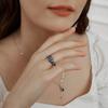 Huitan Women Black Ring Inlaid Bright Multicolored Cubic Zircon for Party Daily Trendy Accessories Unique Design Chic Jewelry