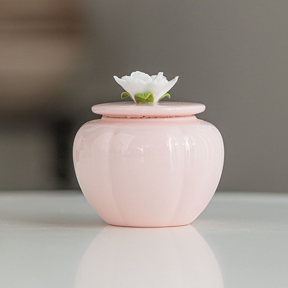 Pink Flower Ceramic Tea Jar Chinese Style Handmade Tea Tin Can Decorative with Sealed Lid Tea Sealed Jar Home Use