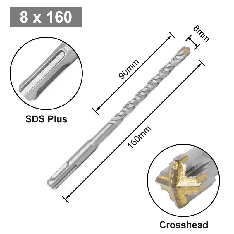 

Крестовое долото Четырехлопастное Долото для электрического молотка Карбидное Ударное сверло Бетон Арматура Квадратный хвостовик Цилиндрический хвостовик Пятипазовый хвостовик Round handle cross 8 * 160