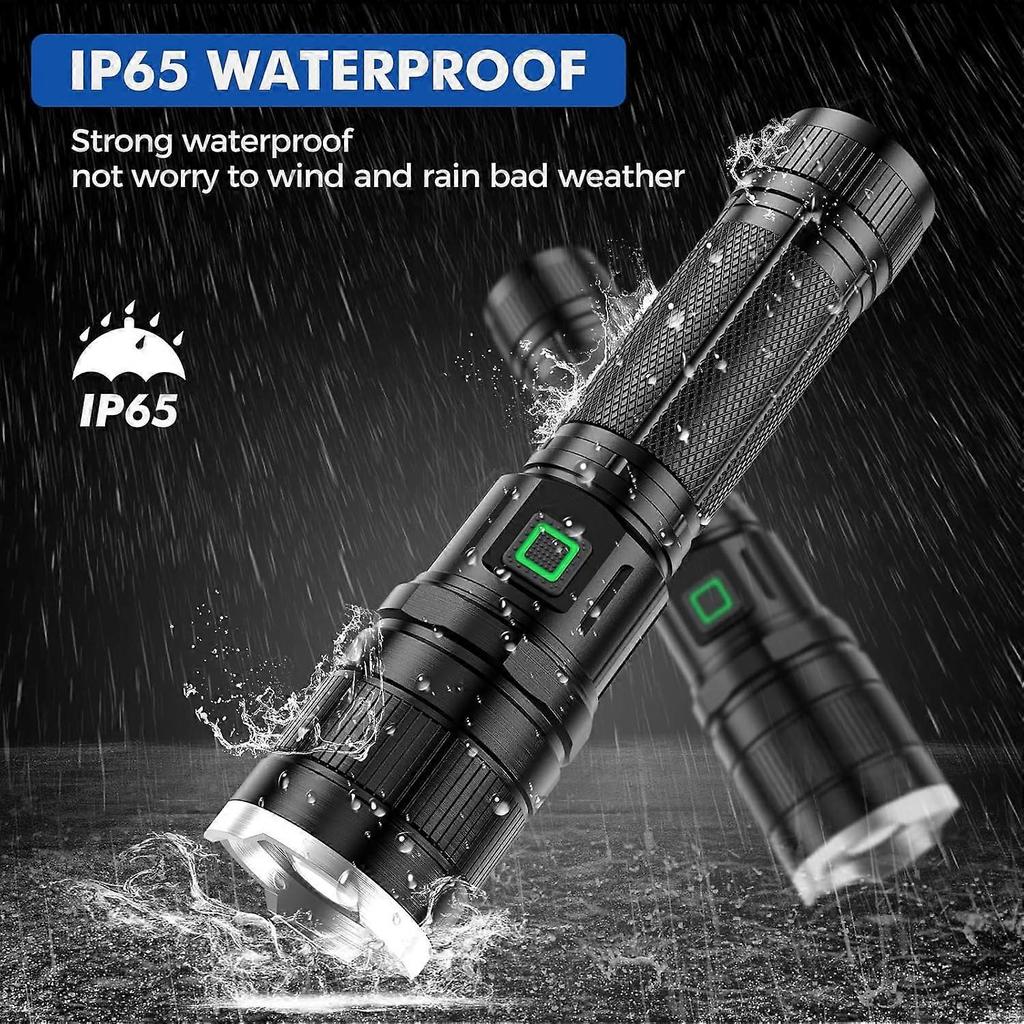 Rechargeable Torch LED, 6000 Lumens Torches LED Super Bright Battery Powered with 3 Lighting Modes Zoomable IP65 Waterproof