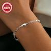 S925 Silver Geometric Love Chain Bracelet for Women Fashion Simple Ins Hypoallergenic Adjustable Bracelet Jewelry Birthday Gift