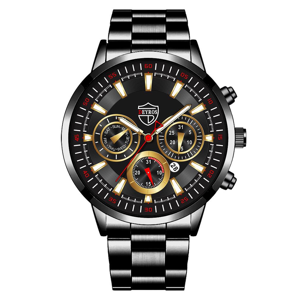 

Fashion Mens Watches Set Luxury Men Sports Black Stainless Steel Quartz Watch Man Business Casual Wrist Watch