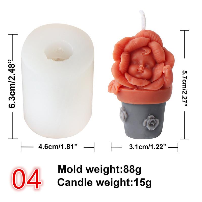 Mini Flower pot baby silicone mold-Cute baby candle Scented candle mold-diffusing stone plaster baby mold-mold for candle making