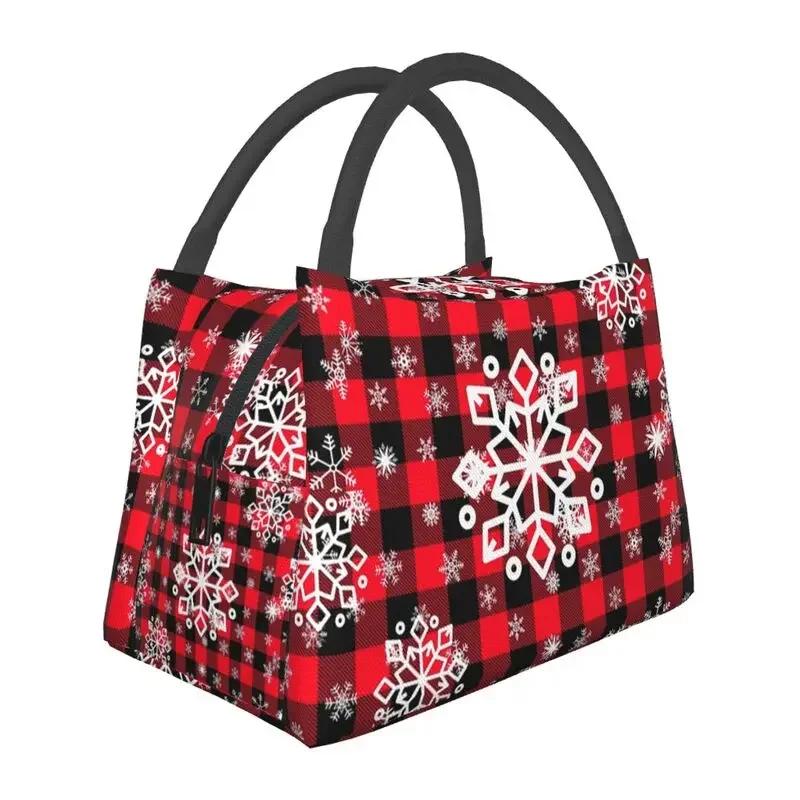 Merry Christmas Snowman Pattern Insulated Lunch Bags for Women Snowflakes Pattern Portable Thermal Cooler Bento Box Work Travel