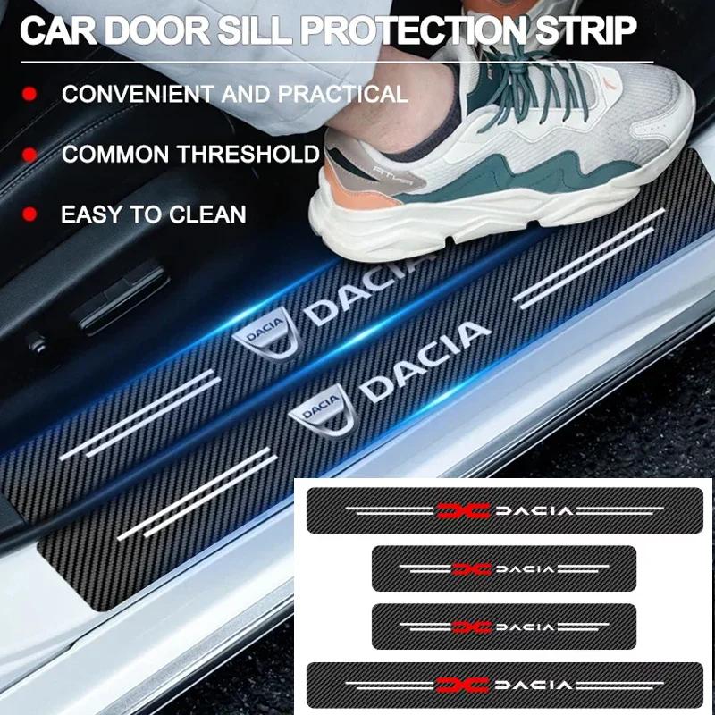 BGT1 4pcs Carbon Fiber Car Threshold Stickers Entry Pedal Protection Sticker for Dacia Duster Logan MCV Sandero Stepway Dokker Lodgy
