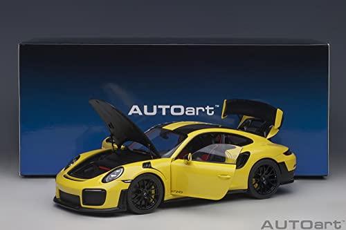 AUTOart 1/18 Scale Porsche 911 (991.2) GT2 RS Weissach Package Yellow/Carbon Black Finished Model 78172