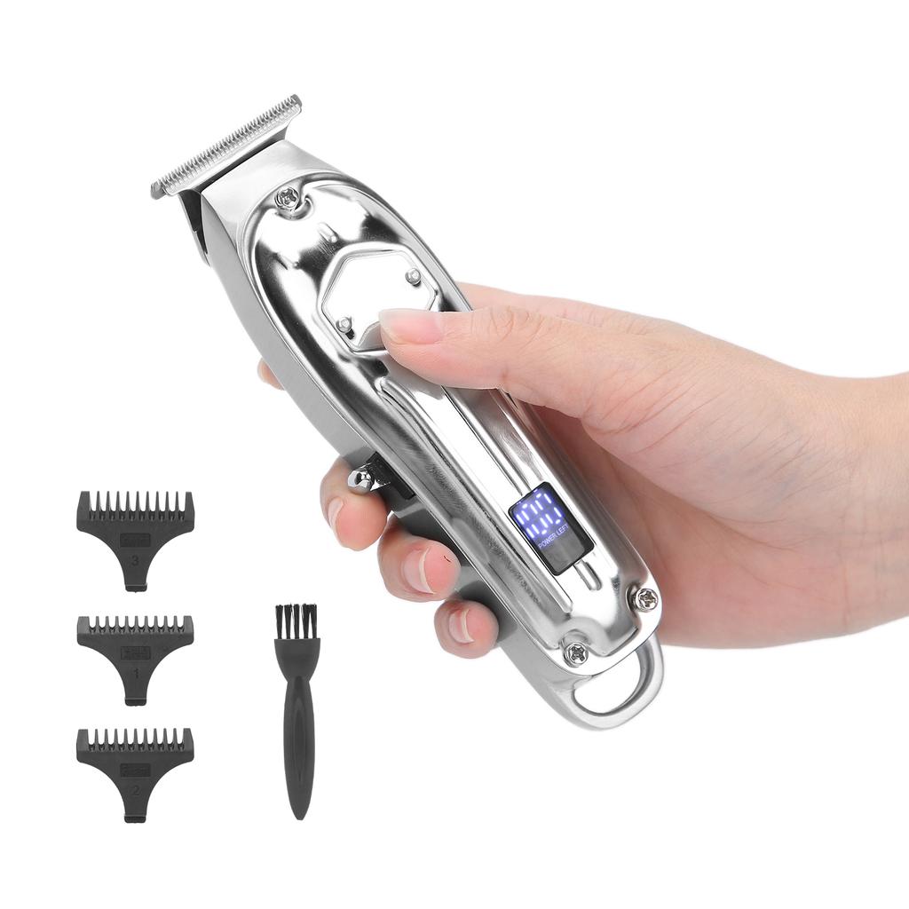 USB Rechaegeable Hair Clipper LCD Screen Electric Hair Styling Trimming Hair ClipperSilver