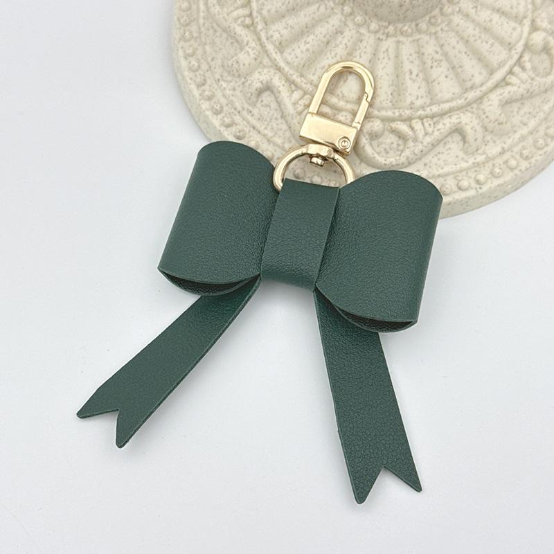 

1/2pcs Keys Organizer Pendant Gift Bowknot Keyring Creative Bag Charm Anti-lost Korean Style Key Chain Pu Leather 1PCS темно-зеленого