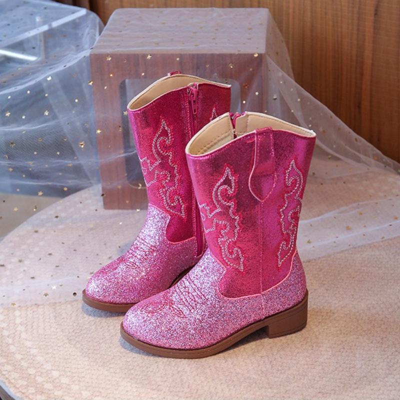 Kinder Mode Stiefel 3-18 Jahre Bestickt Jungen Mädchen Westernstiefel Größe 27-36 Herbst und Winter Hohe Kinderstiefel Schuhe