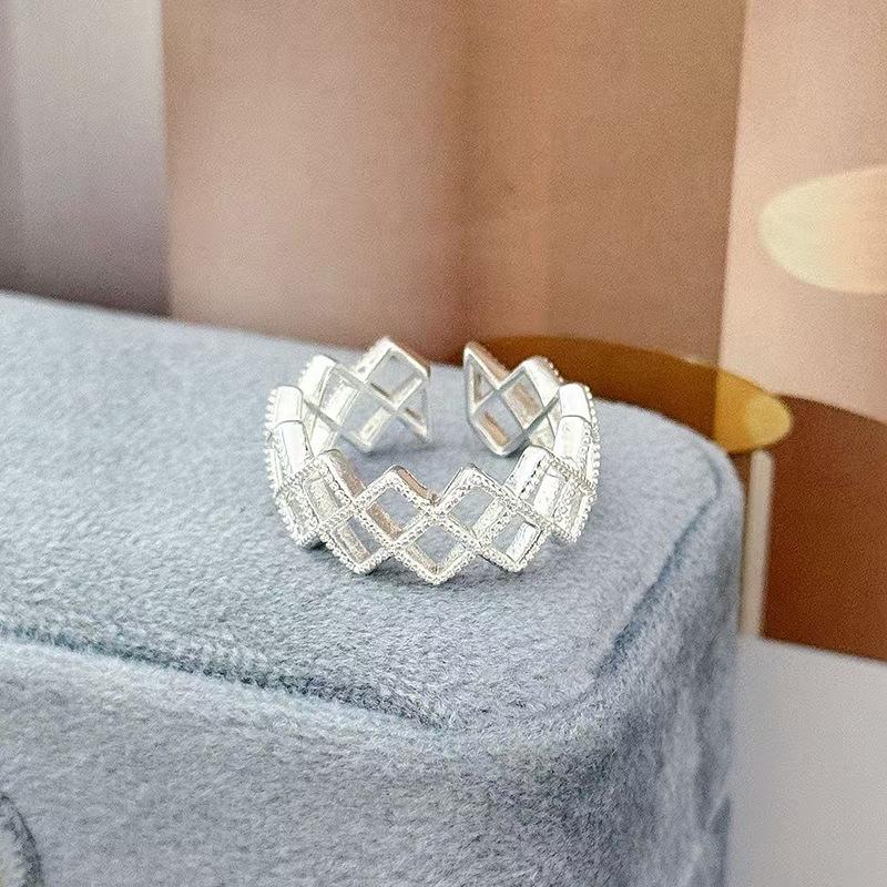 Light Luxury Niche Double-Layer Bead Ring For Women'S High-End Fashion Opening Adjustable Index Finger Ring Stacking Wearing Ring