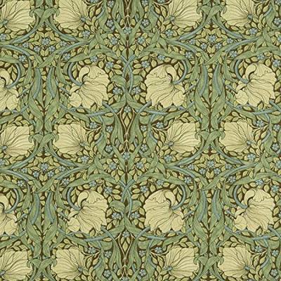 William Morris Pin 110cm Wide X 1m Best of Morris Blue Cotton Print Fabric Panel, Pre-cut, 4440M, Boxer, Sage/Brown