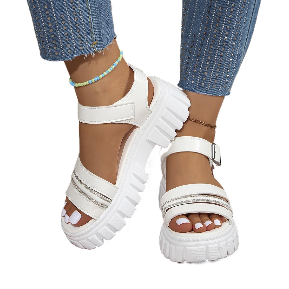 

Fashion Women s New Fashion Buckle Designer Sandals for Women 2024 Summer in Store Solid Color Outdoor Dress Party Ladies Flip Flops 43 белый