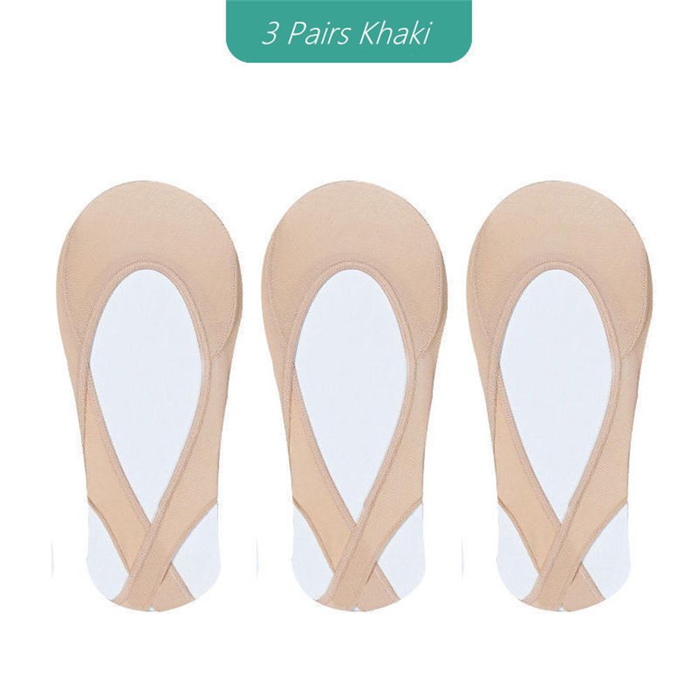 3 Perechi Șosete Invizibile de Bumbac Tip Barcă Șosete de Vară din Mătase de Gheață cu Gură Joasă pentru Pantofi cu Toc Înalt Sling de Silicon Antiderapant
