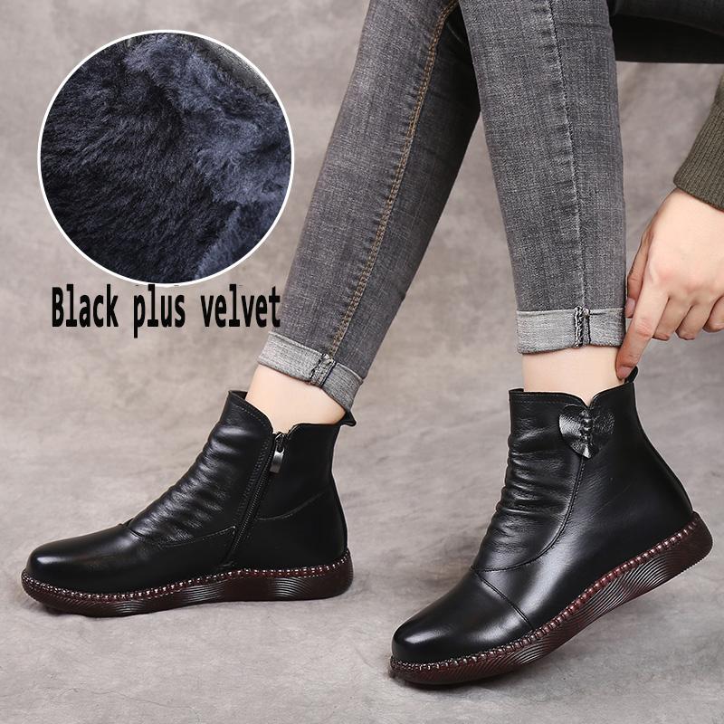 Fashion GKTINOO Autumn Winter Woman Genuine Leather Ankle Boots Female Casual Shoes Women Waterproof Warm Snow Boots Ladies Shoes