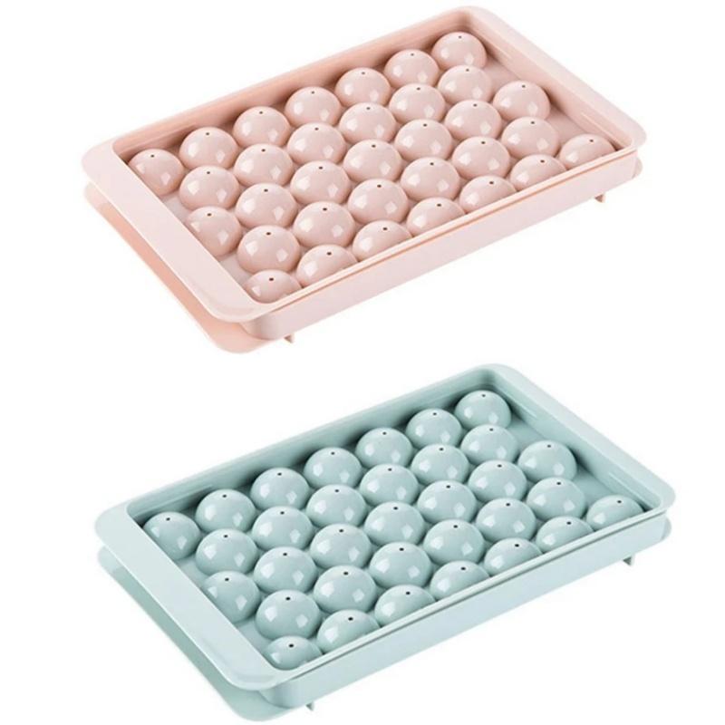 Tavă Rotundă cu 33 de Grile pentru Făcut Gheață DIY Instrument pentru Făcut Sfere pentru Congelator Accesoriu Matriță de Silicon pentru Hochei pe Gheață pentru Băuturi Cocktail Whiskey de Bucătărie