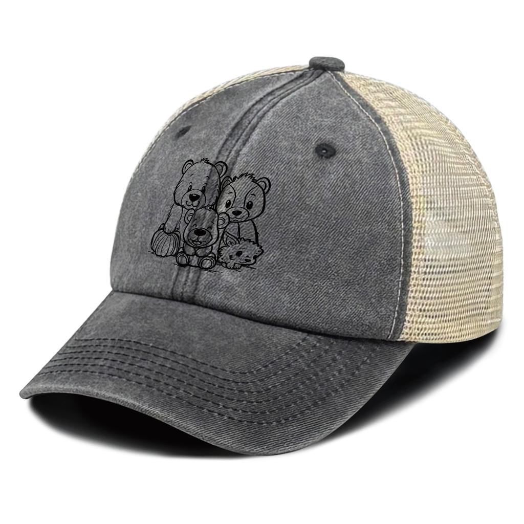 Black Bears Family Printed Baseball Hat Adjustable Inelastic Trendy Vintage Sporting Cap For Women Unisex Outdoor Travel Hiking