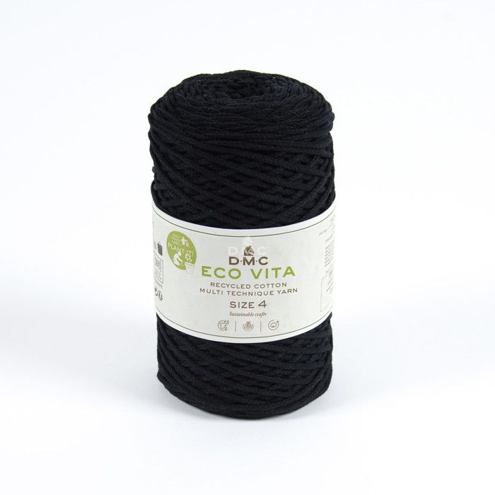 Fil Coton Recyclé Eco Vita 4mm 250g Col. 72 noir