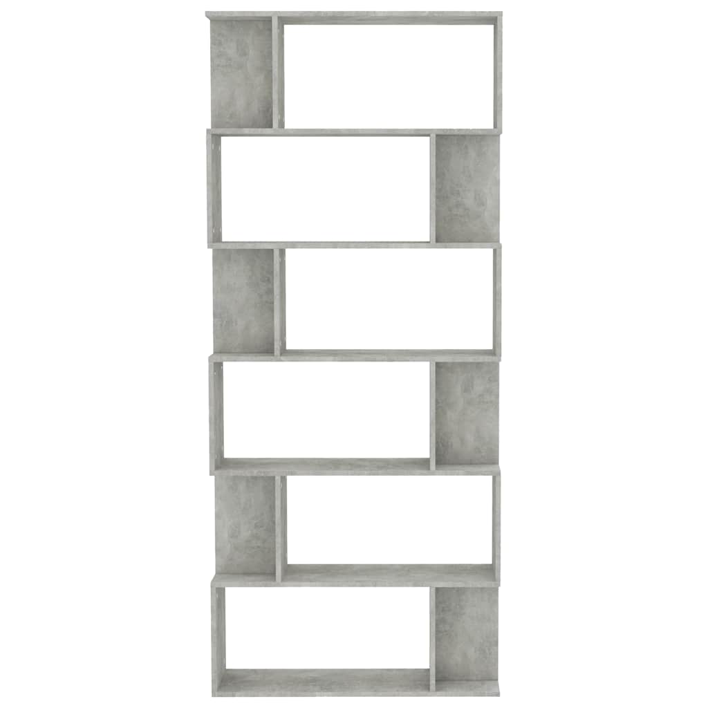 vidaXL Bücherregal/Raumteiler Betongrau 80x24x192 cm Holzwerkstoff