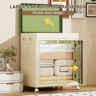 Aufbewahrungsbox für Kleidung mit Deckel Rädern Großes Fassungsvermögen Doppeltüren Faltbar Wäsche Kleidung Bettlaken Decke Snacks Spielzeug Schrank Organizer Box
