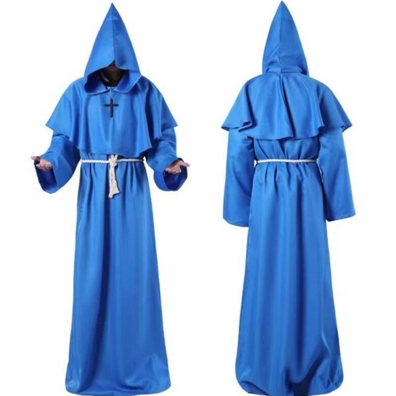 Halloween Medieval Monk Robe Costume - Friar, Wizard, and Priest Cosplay Outfit for Stage