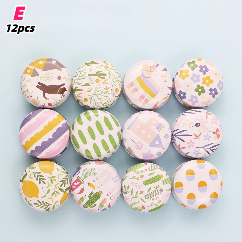 12pcs Mini Round Metal Tin Boxes with Elegant Floral Portable Storage Container for Earrings Jewelry Storage Bins Home Organizer