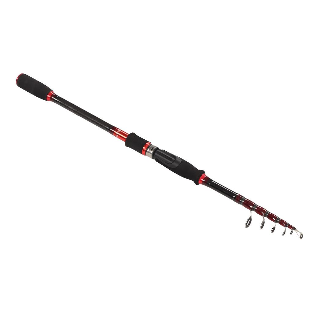 Telescopic Fishing Rod Carbon Fiber Fishing Pole with Stainless Steel Swivel Guide for Outdoor Angling 2.4m