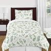 Palm Leaves Comforter Cover Duvet Cover Tropical Leaves Bedding Set Quilt Cover for Men Women, White 3 Pcs Queen King Size