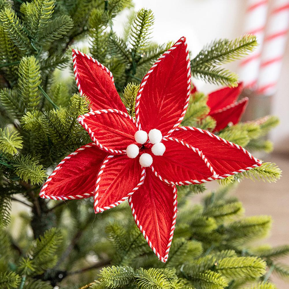 25cm Durchmesser Blumen Weihnachten Plüschblumen Rot Weiß Dekoration