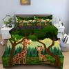 Cartoon Giraffe King Queen Duvet Cover Kids Girls Boys Animal Bedding Set Wildlife Quilt Cover 2/3pcs Polyester Comforter Cover