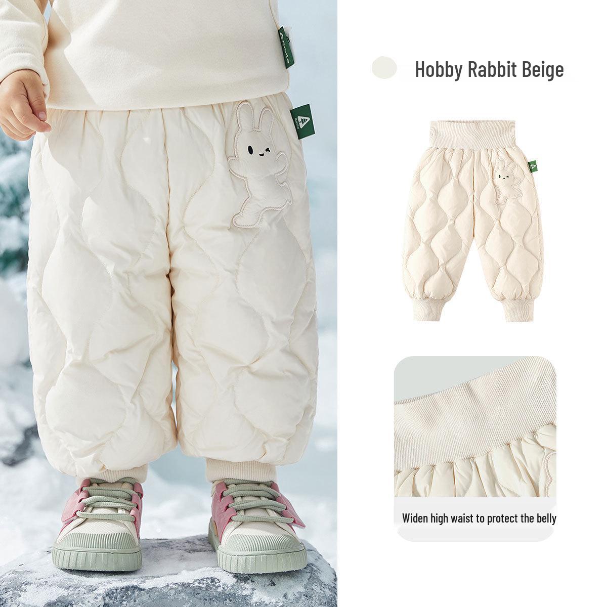 

Tongbei 2025 Зимние Детские Пуховые Брюки с Завышенной Талией - Теплые, Утепленные, Длинные Брюки с Манжетами для Мальчиков и Девочек 110 cm