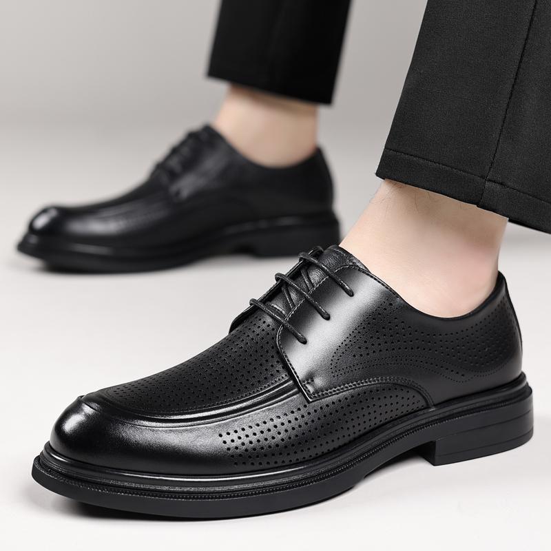 Fashion Summer Men's Leather Shoes Minimalist Gentleman Style Design Office Dress Party Classic Black Brown Shoes Breathable Quality