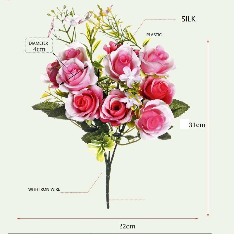 1 Mazzo di Rose Simulate Fiori Artificiali Mazzo Accessorio per Fotografia per Bouquet da Sposa Decorazione per la Casa Accessori per Feste