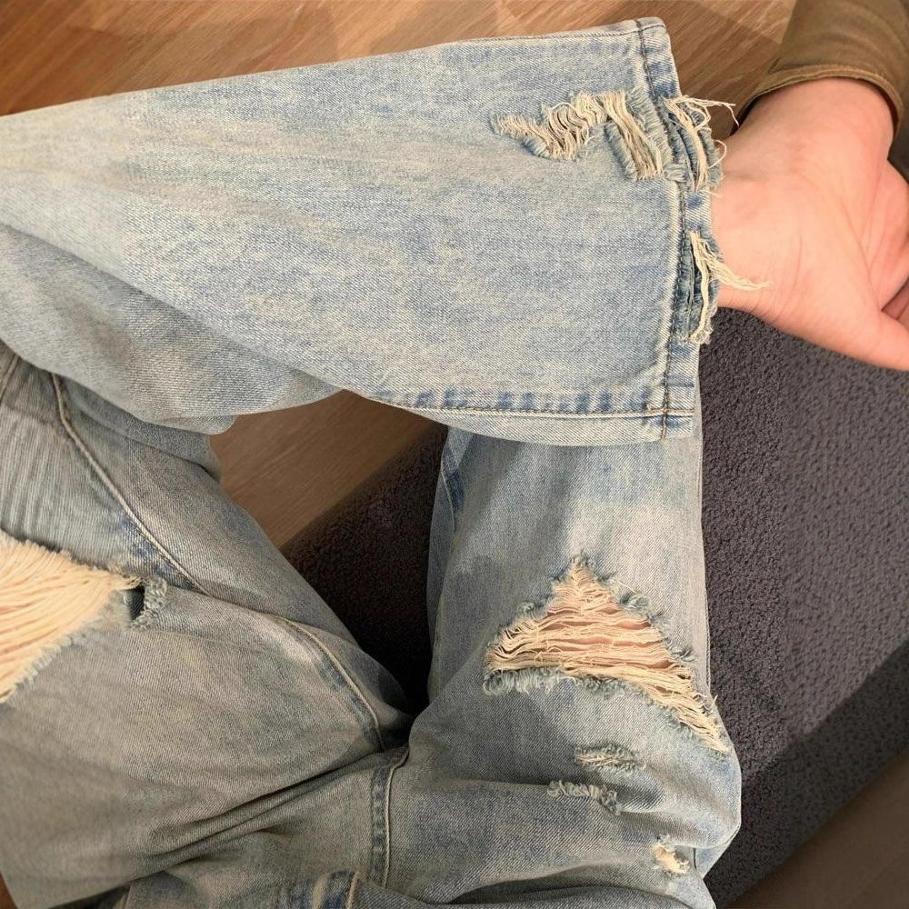 Comfortable Versatile Large Size High Street Denim Trousers Female Straight Thin Loose Drape Wide Leg Trousers Jeans for Women Long Denim Pants