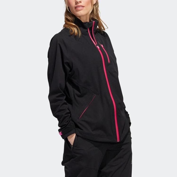 Adidas Solid Color Zip Pocket Stand Collar Jacket Women Jackets Black HI5597