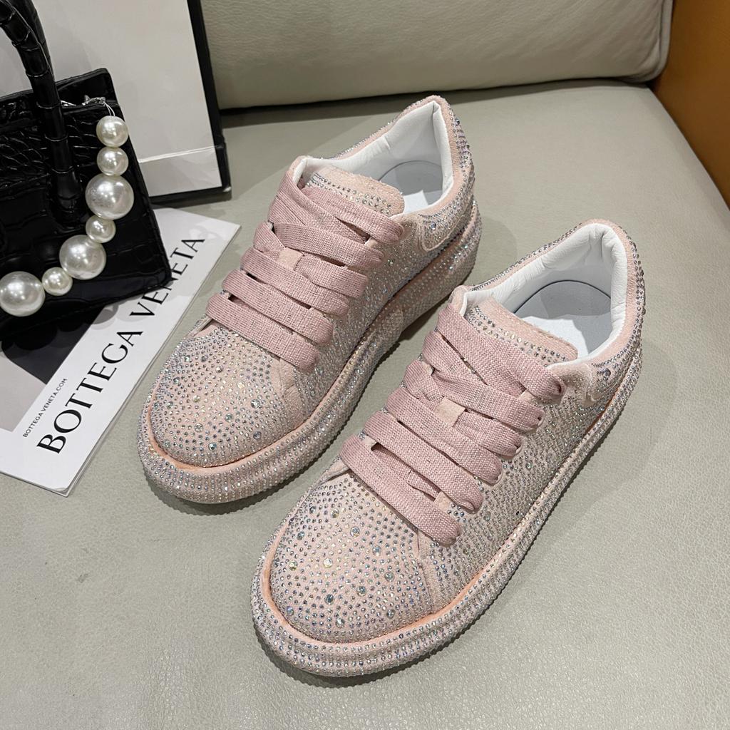Fashion Women Platform Casual Sneakers Rhinestones Thick-soled White Silver Shoes for Women Shining Crystal Sneakers Trend Shoes
