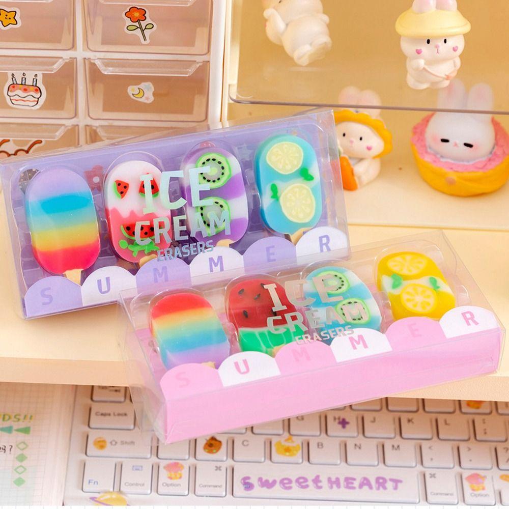4 Pcs/set Portable Rubber Eraser Practical Stationery Durable Erasers  School Supplies