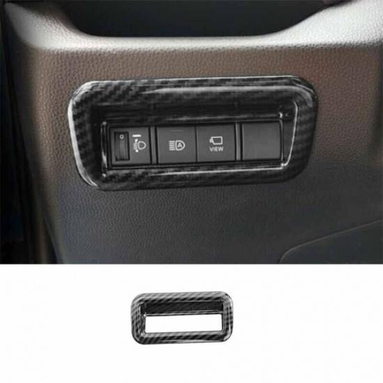 Headlight Button Frame Carbon Fiber Cover Trim 1PCS For Toyota RAV4 -