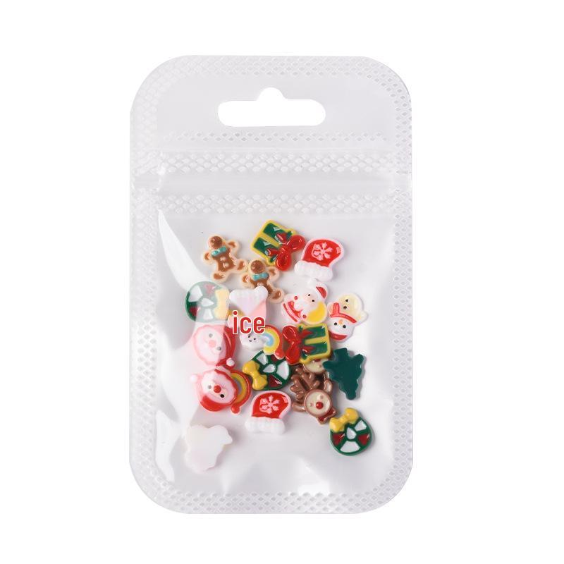 20 Adet Noel Tırnak Sanatı: Parlayan 3D Noel Baba ve Ren Geyiği Reçine Rhinestones