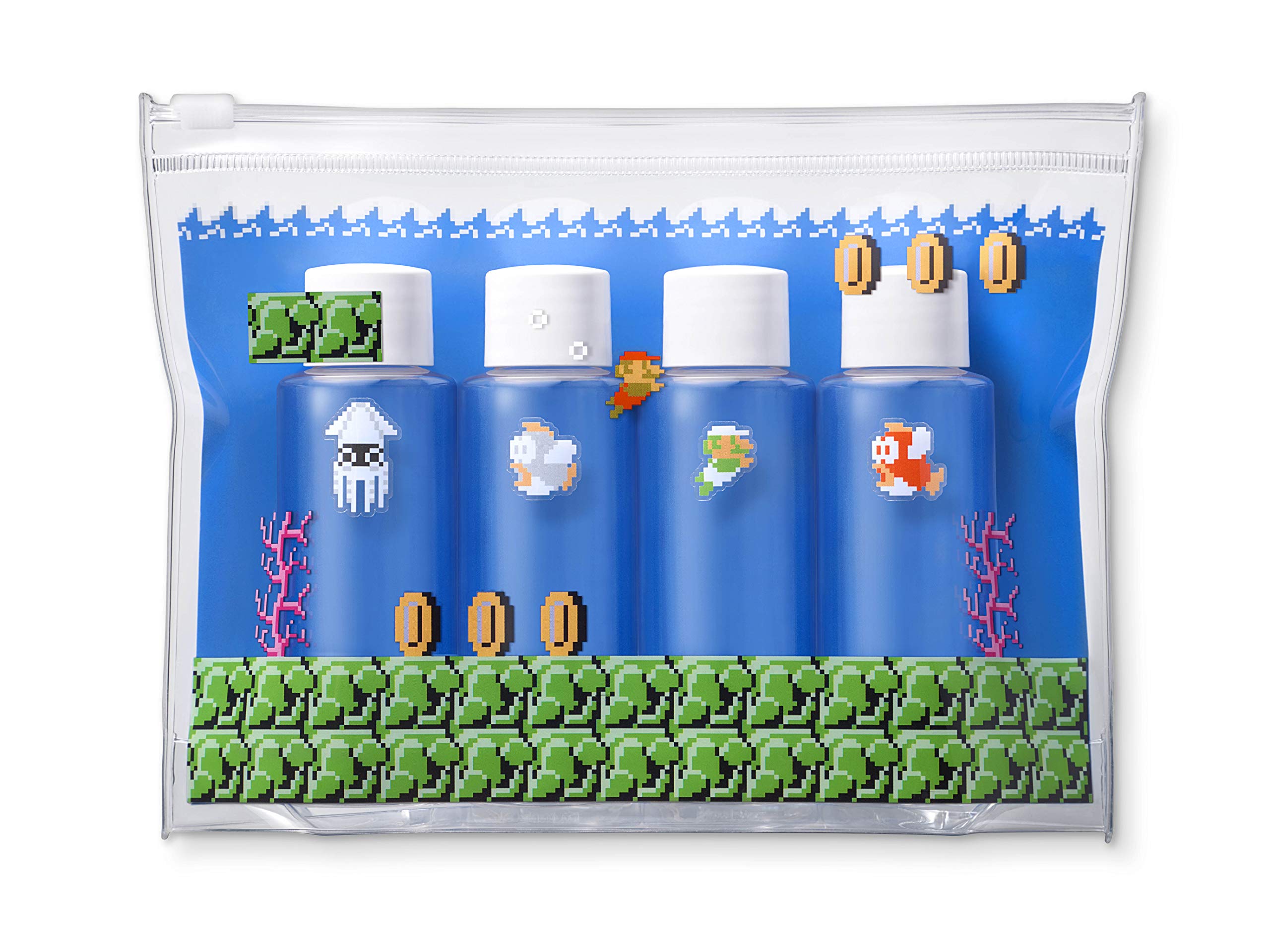 

Super Mario Travel Clear Pouch Mini Bottle Set & (Underwater Course)