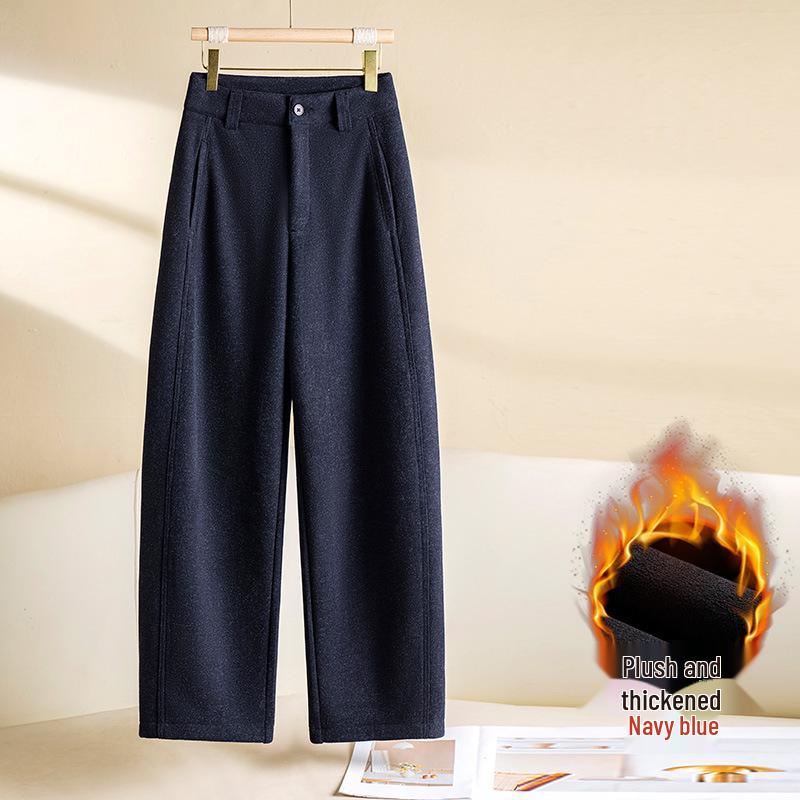 

Women s High-Waisted Woolen Wide-Leg Pants, Autumn/Winter 2025 - Velvet, Thick, Warm, Drapey, Slimming, Comfortable, Casual. 31/3XL [Recommended for 135-145 lbs]