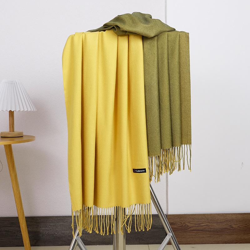 Double-sided Two-color Scarf for Women Autumn and Winter High End New Wool Scarf Shawl Imitation Cashmere Scarf