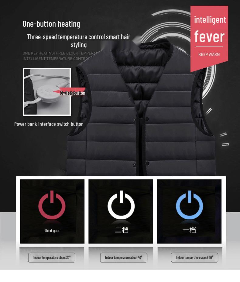 Winter USB Heated Cotton Vest - Electric Heated Smart Vest