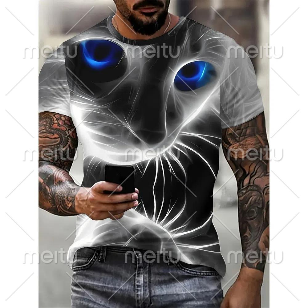 

Летняя одежда с изображением животных для мужчин с 3D-принтом, свободные мужские футболки с коротким рукавом 6XL