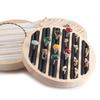 Round Wooden Jewelry Showcase Ring Display Tray Organizer White Leather