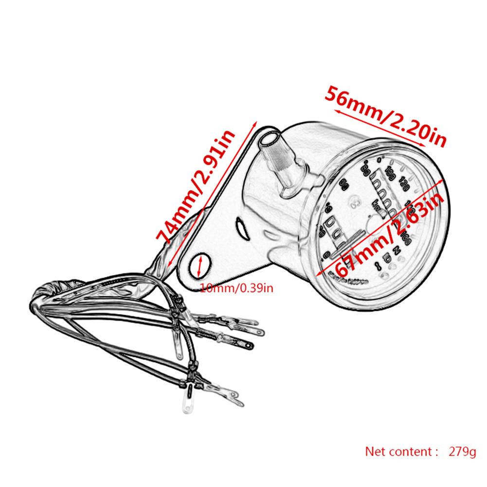 Vitezometru de motocicletă clasic delicat 12V, contor de viteză pentru motocicletă, cu indicator de semnalizare a vitezei neutre