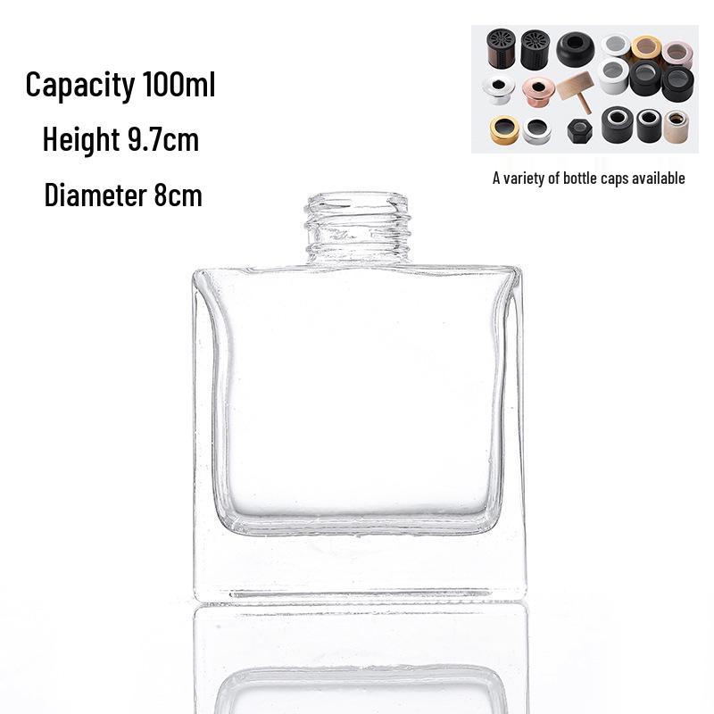 Flat Square Transparent Aroma Diffuser Bottle for Home Decor